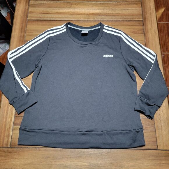 Adidas LS Unisex Crewneck Thin Sweatshirt Classic Stripes - Size XL - Picture 1 of 5